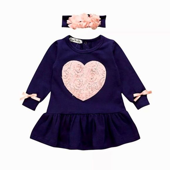Rosebud Heart Dress Tunic 12m, 18m, 24m - Picture 1 of 9